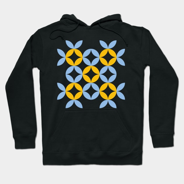 Light blue and yellow Eastern European folk art pattern Hoodie by IngaDesign